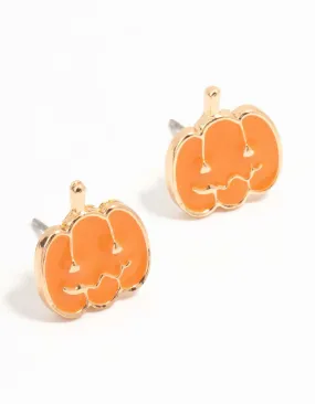Gold Pumpkin Faced Stud Earrings Grand Jewelry Fashionable Selection