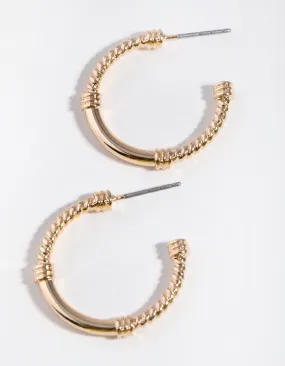 Shiny Creation Tiny Item Gold Rope Hoop Earrings