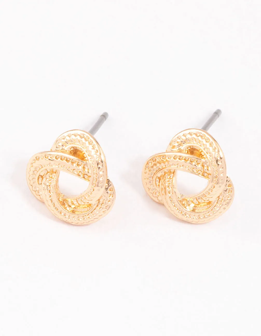 Gold Rope Knotted Stud Earrings Holiday Jewelry