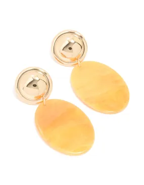 Beautiful Choice Lustrous Item Gold Round & Oval Orange Acrylic Drop Earrings