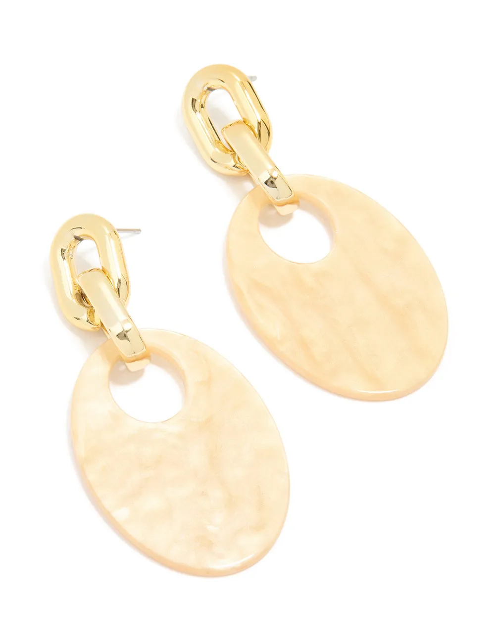 Business Accessory Gold Round Link Acrylic Drop Earrings