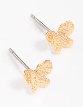 Gold Sandblast Butterfly Stud Earrings Winter Decoration