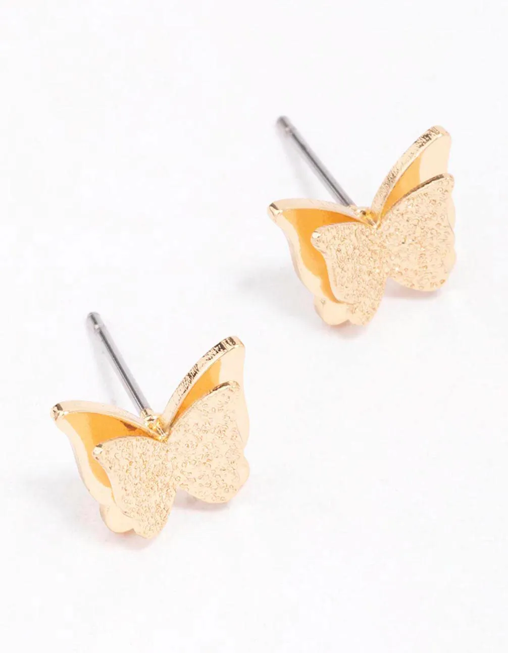 Star-Shaped Item Gold Sandblast Butterfly Stud Earrings