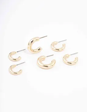 Star-Shaped Decoration Gold Simple Chunky Huggie Hoop Earrings