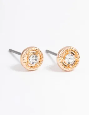 Gold Simple Stone Stud Earrings Charming Item Unique Decor