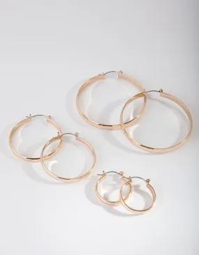Gold Size Hoop Earring Pack Attractive Decoration