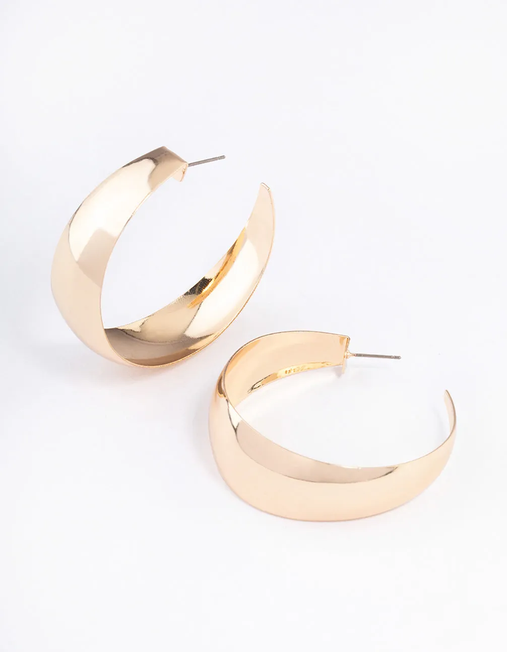 Gold Smooth Thick Hoop Earrings Polygonal Ornament Dainty Accessory