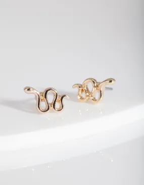 Gold Snake Stud Earrings Round Accessory