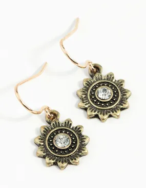 Delicate Decor Glittery Adornment Gold Sun Drop Earrings