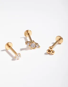 Gold Surgical Steel Cluster Flat Back Pack Gorgeous Design