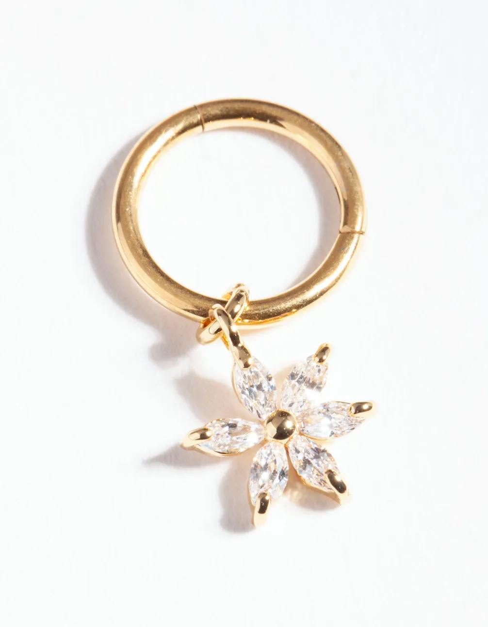 Gold Surgical Steel Cubic Zirconia Clicker Ring Fashionable Piece Unique Element