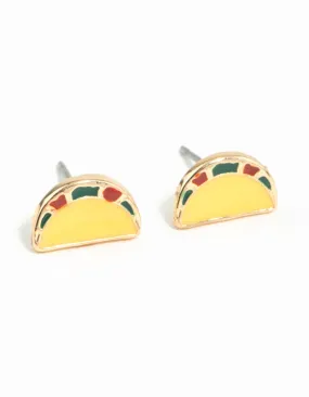 Radiant Style Sparkling Accessory Gold Taco Stud Earrings