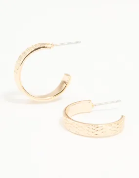 Affordable Adornment Metallic Adornment Gold Textured Plaited Hoop Earrings