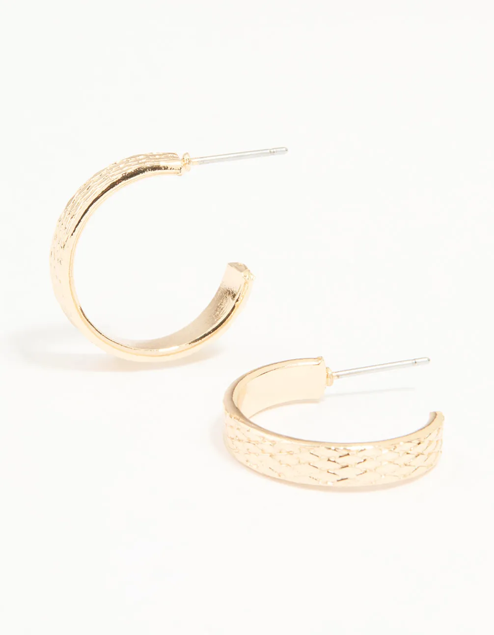 Wedding Embellishment Gold Textured Plaited Hoop Earrings