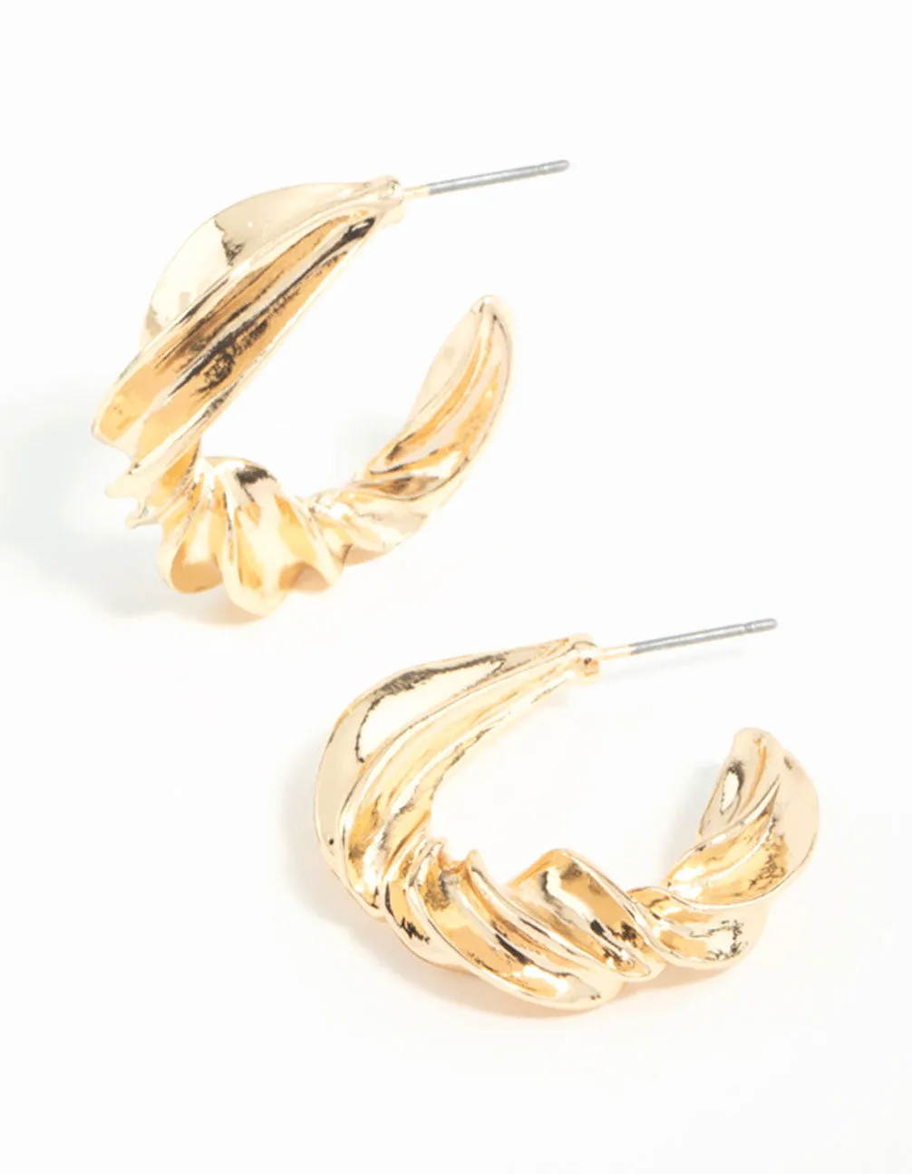 Simple Item Pearlescent Trinket Gold Thick Twisted Hoop Earrings