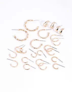 Seasonal accessory Gold Twisted Hoop Earring 12-Pack