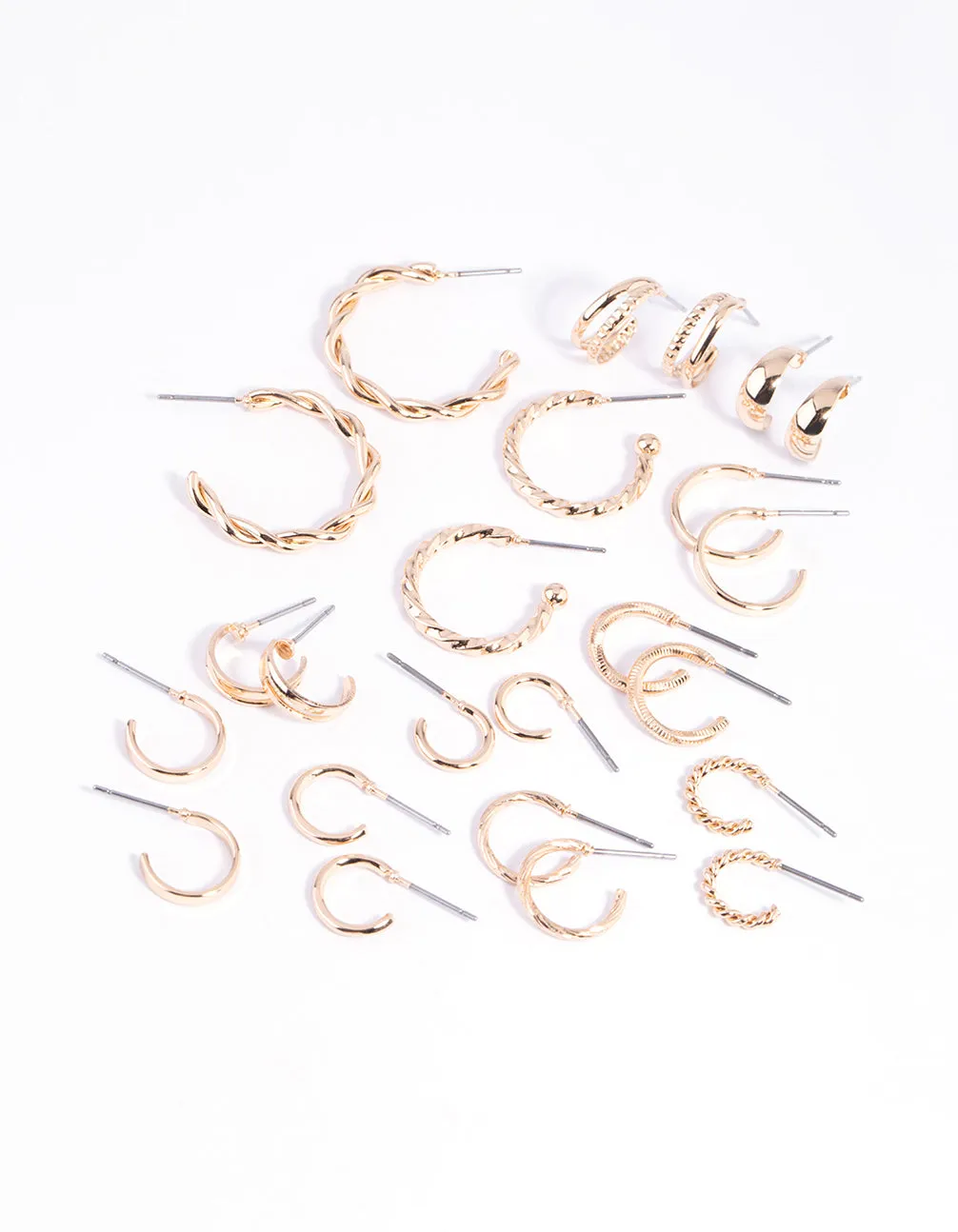 Seasonal accessory Gold Twisted Hoop Earring 12-Pack