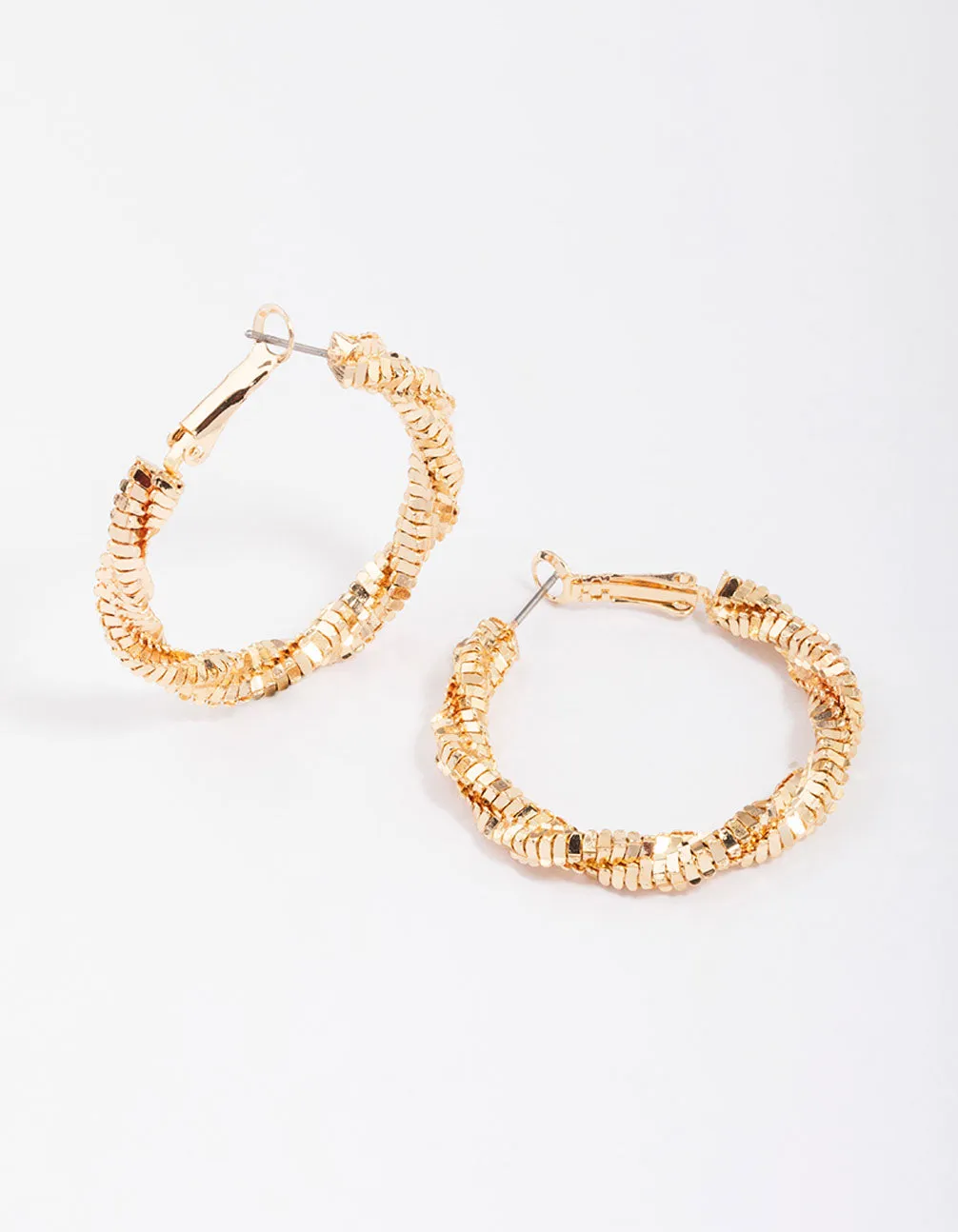 Gold Twisted Hoop Earrings Matte Accessory