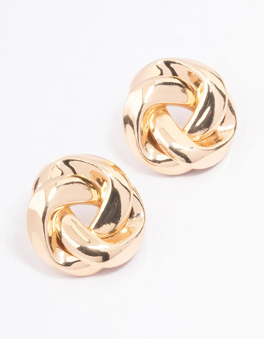 Gold Twisted Rope Circle Stud Earrings Brilliant Selection Ornate Design