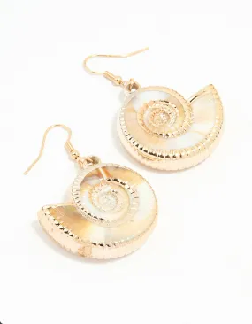 Radiant Piece Lightweight Selection Gold Twisted Shell Drop Earrings