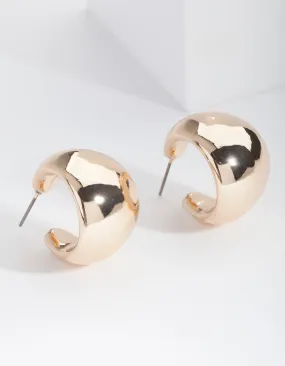 Gold Wide Chubby Hoop Earrings Affordable Essential