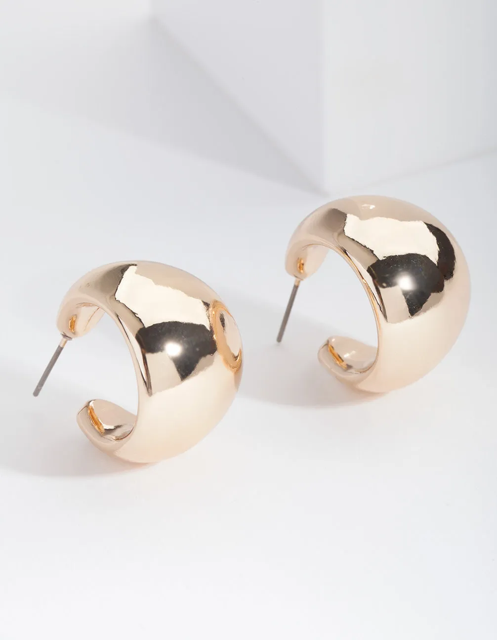 Gold Wide Chubby Hoop Earrings Affordable Essential
