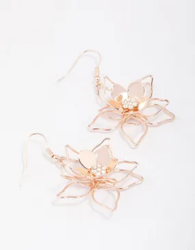 Luxurious Decoration Gold Wire Pearl Flower Drop Earrings