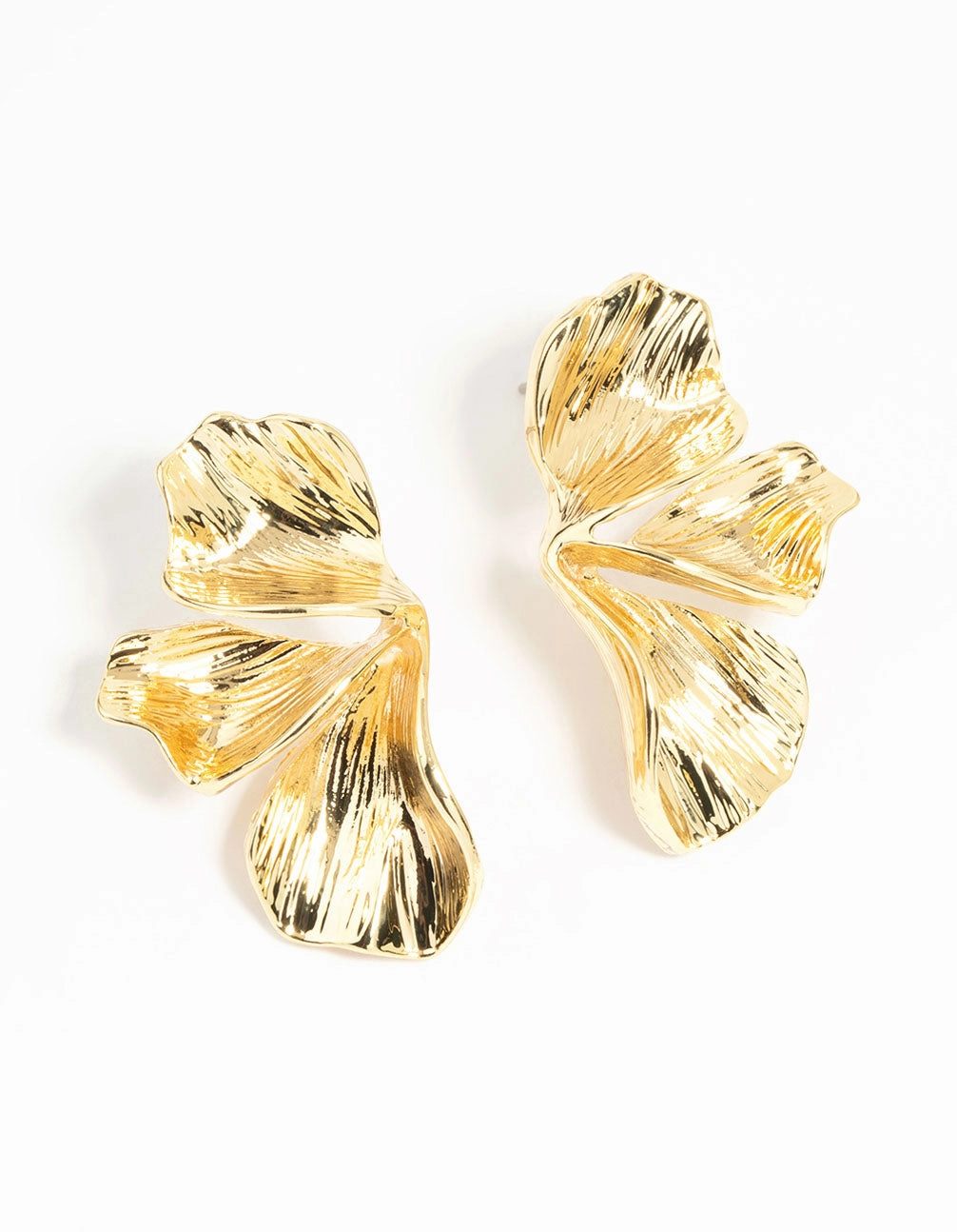 Charming Jewelry Luxurious Item Gold Plated Organic Petal Small Stud Earrings