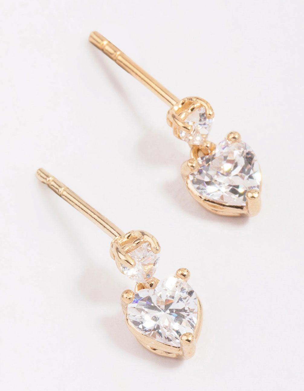 Gold Plated Sterling Silver Heart Cubic Zirconia Stud Earrings Elegant adornment