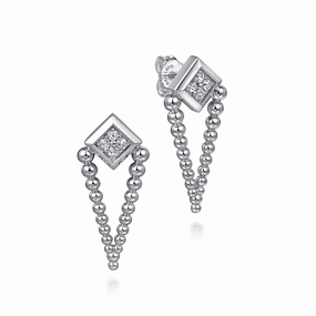 Season Match 925 Sterling Silver White Sapphire Bujukan Stud Earrings
