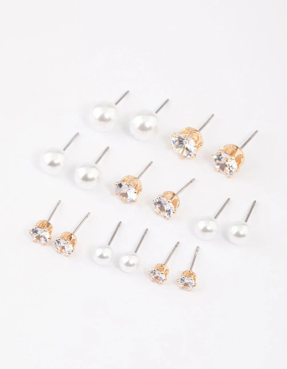 Radiant Decor Gold Graduating Diamante & Pearl Earrings 8-Pack