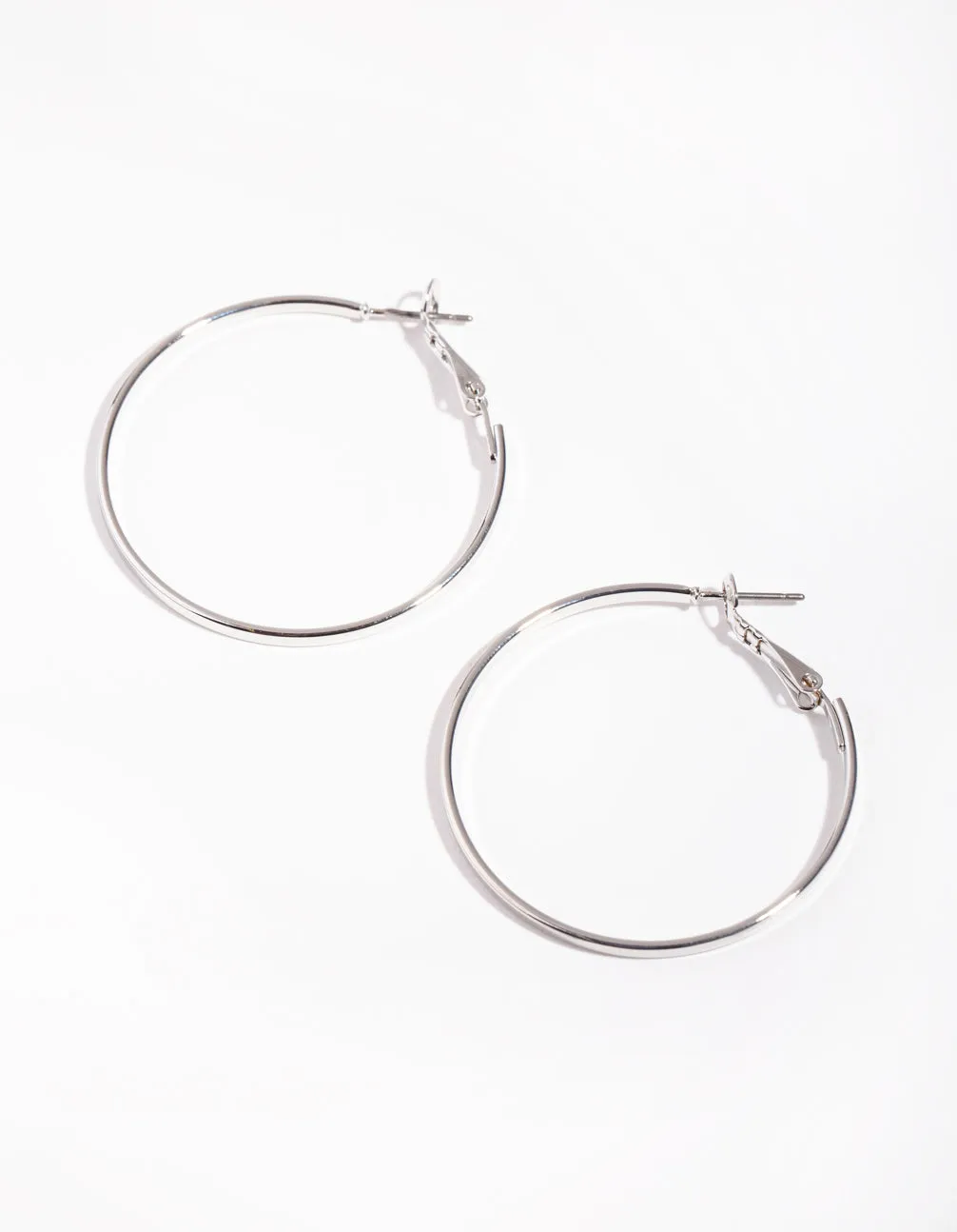 Bright Item Attractive Finish Silver Large Hoop Earrings