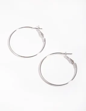 Bright Item Attractive Finish Silver Large Hoop Earrings