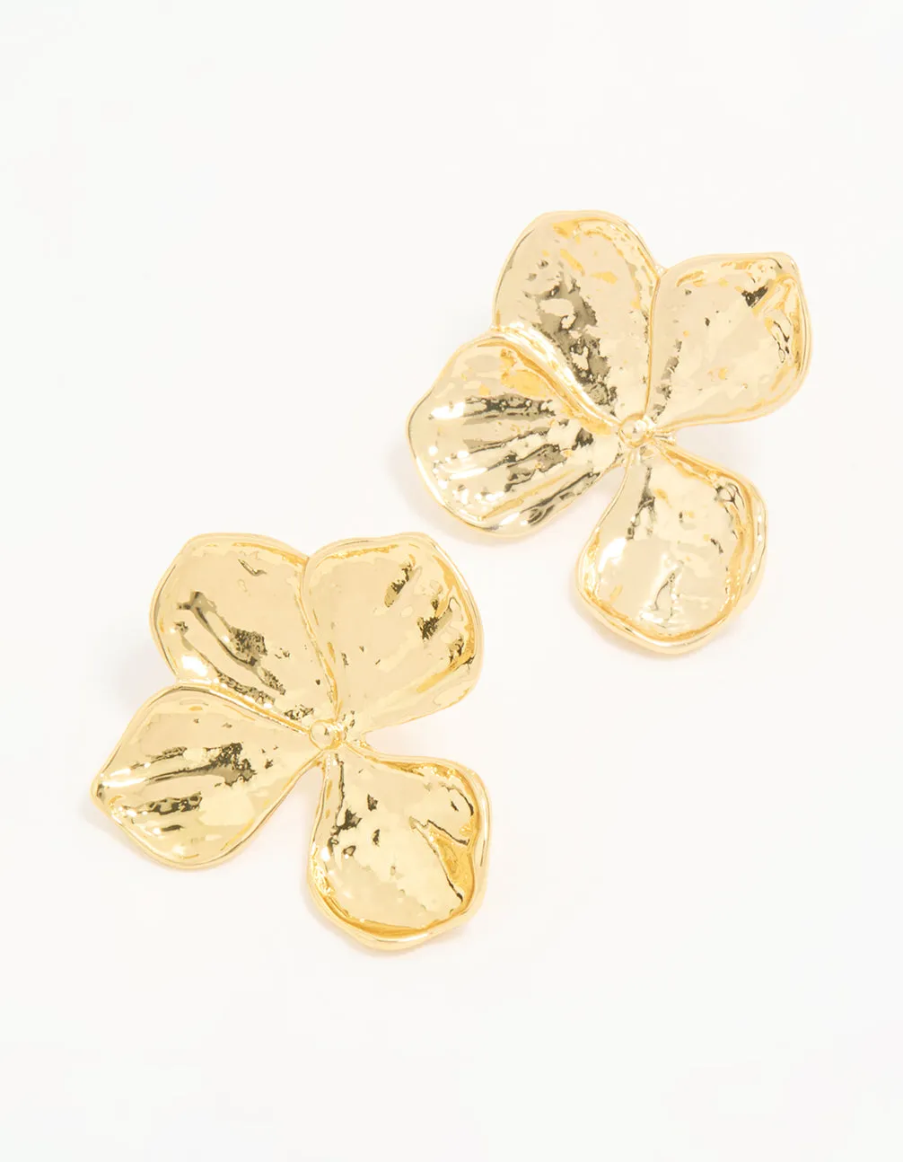 Sparkling Style Chic Design Gold Plated Textured Flower Stud Earrings