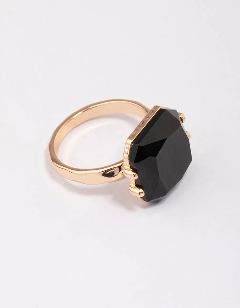 Limited Edition Gold Emerald-Cut Black Stone Ring