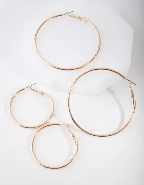 Festive Accessory Minimalist Feature Gold Mixed Hoop Earring Pack