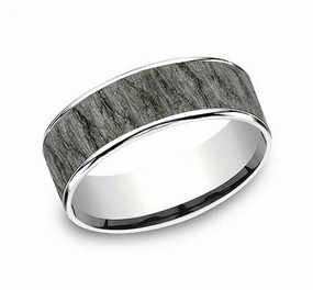 GENTS TANTALUM/WHITE GOLD WEDDING BAND Impeccable Detail