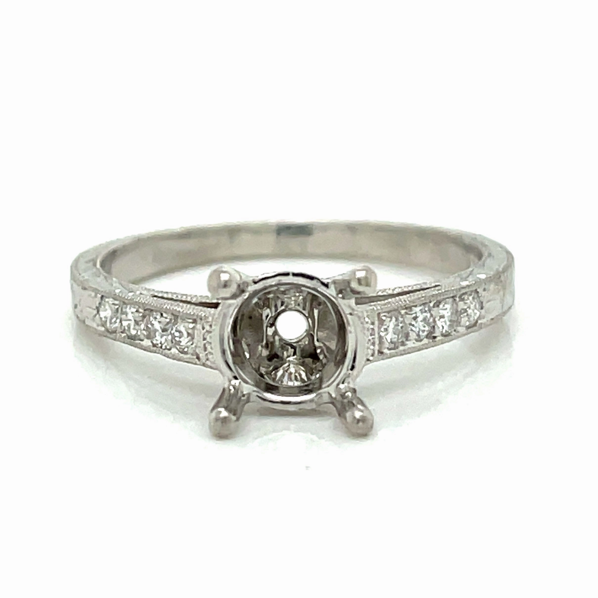 Engraved Semi-mount w/ Diamonds Sophisticated Glow