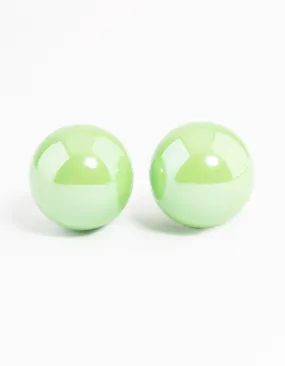 Party Trinket Delicate Adornment Green Shiny Ball Stud Earrings