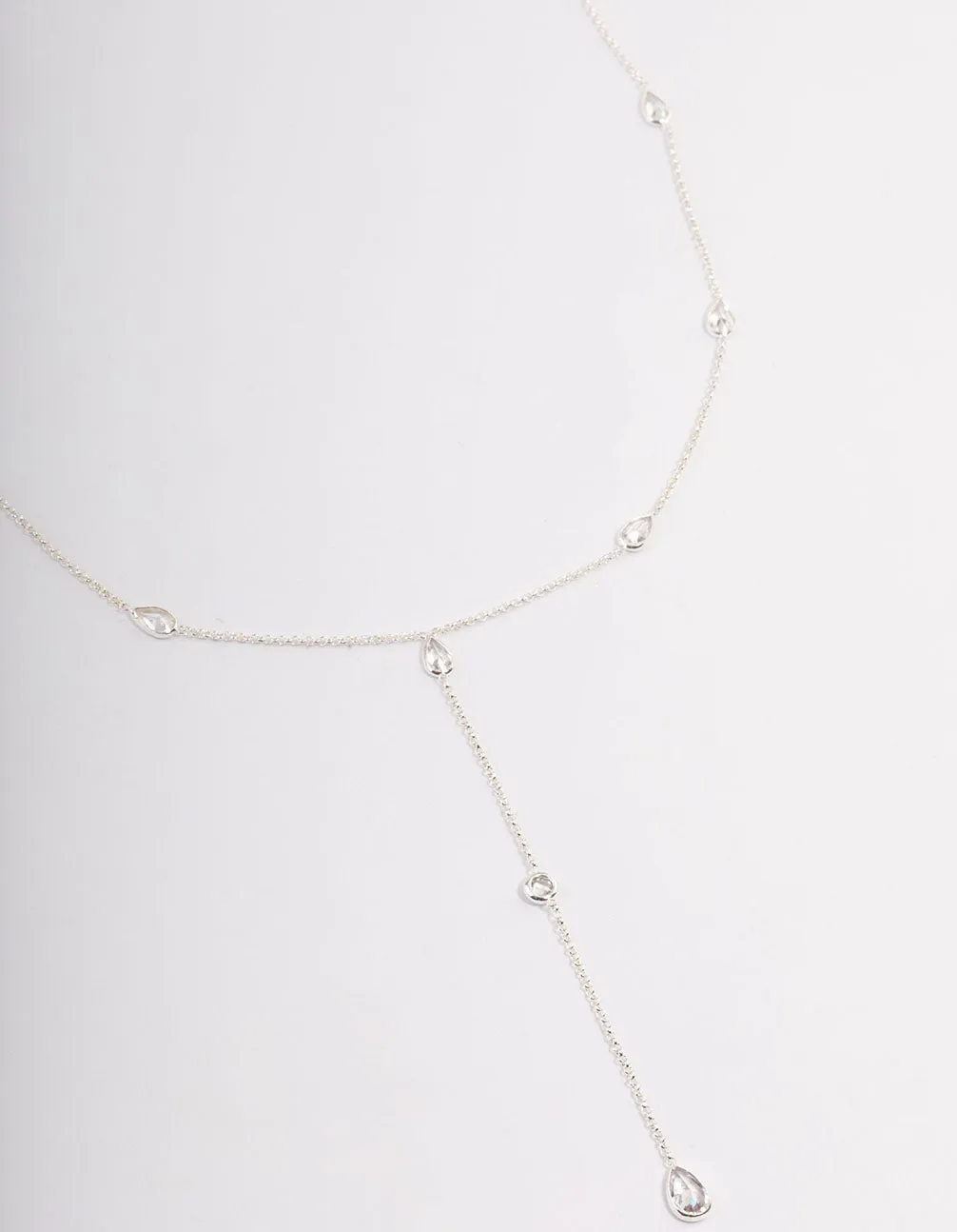 Fashion highlight Silver Plated Diamante Lariat Y-Necklace