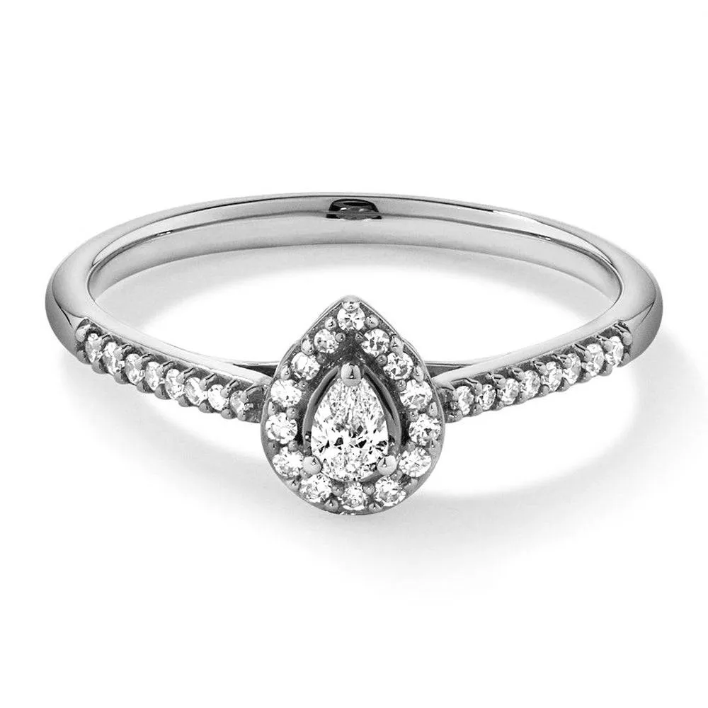 Layering Touch Simple Craft Halo Pear Shaped Lab Grown Diamond Promise Ring