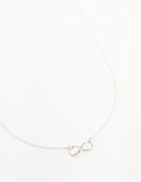 Silver Encased Diamante Infinity Necklace Lightweight Present Best Accent