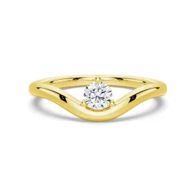 Polished Finish Urban Mood Modern Curved Band Solitaire Promise Ring