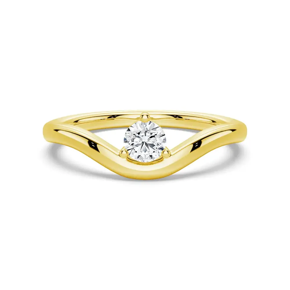 Elegant Geometry Sophisticated Look Modern Curved Band Solitaire Promise Ring