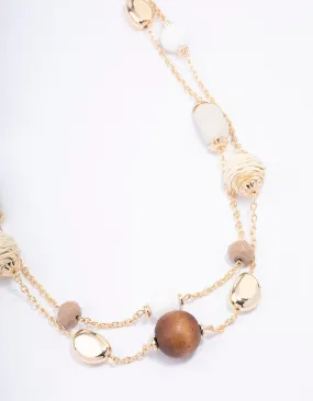 Gold Double Chain Beaded Necklace Chic Gift Teen Casual Accessory