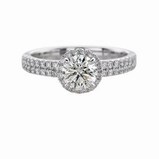 14K WHITE GOLD HALO RING 1.45CT TW Stylish Sparkle Clean Vibe