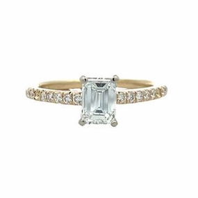 Trend Forward Exclusive Finish 14 Karat Yellow/White Emeral Cut Engagement Ring (.85cttw)