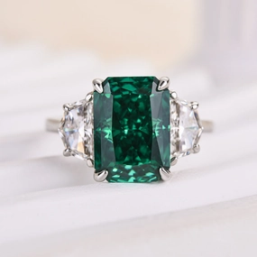 Statement Vibe Statement Feature Louily Gorgeous Paraiba Tourmaline Radiant Cut Three Stone Engagement Ring In Sterling Silver