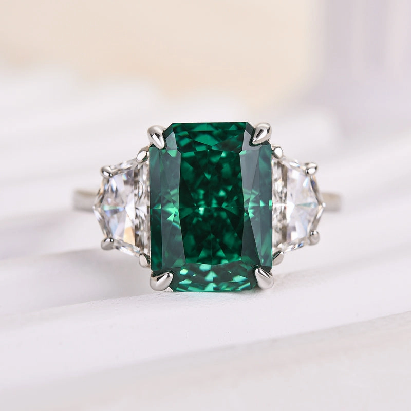 Glamourous Piece Date Look Louily Gorgeous Paraiba Tourmaline Radiant Cut Three Stone Engagement Ring In Sterling Silver