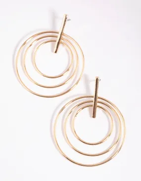 Gorgeous Vibe Attractive Selection Gold Bar & Triple Circle Earrings